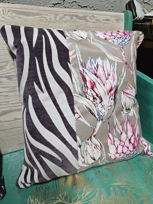 Protea 18x18 cushion cover zebra