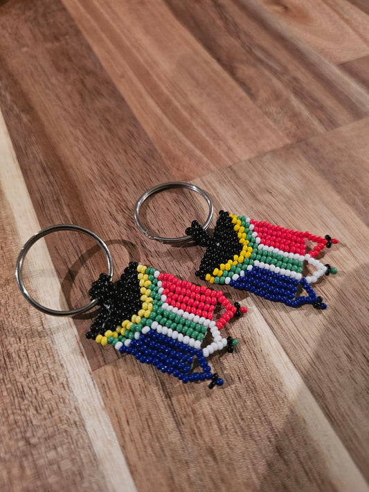 Beaded SA flag keyring