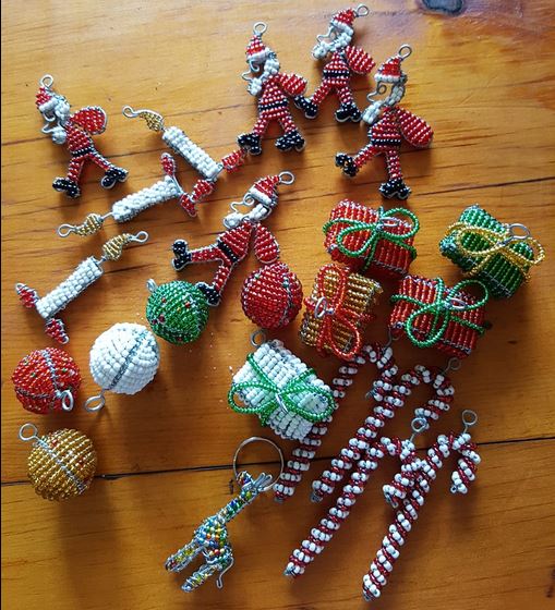 Beaded christmas decorations