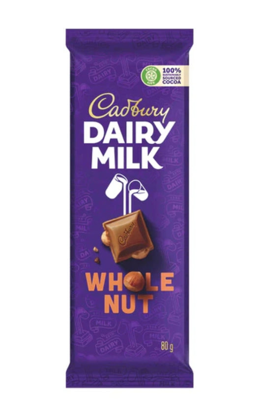 Cadbury Dairy whole nut, 80g