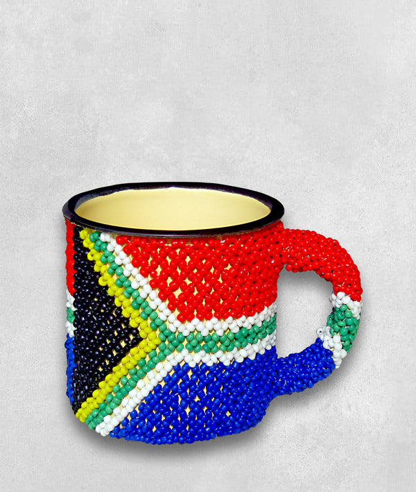 Beaded camping mug SA Flag